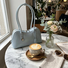 Rosvovo Genuine Leather shoulder Bag for Women with Top Handle, Satchel purse Bowler Handbags with zipper closure