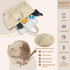 Rosvovo Genuine Leather Tote Bag for Women, Soft Purses Handbags Shoulder Fashion Top Handle Bag Large Capacity