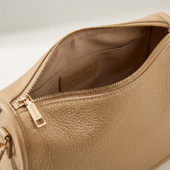 Rosvovo Tan Leather Crossbody Bag for Women - Small Neutral Handbag for Daily Use & Travel