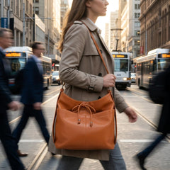 Rosvovo Soft Leather Hobo Shoulder Crossbody Handbag | Genuine Leather Slouchy Bucket Bag, Women