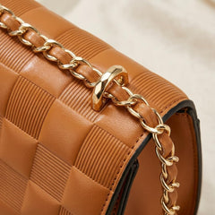 Rosvovo Quilted Crossbody Purse for Women - Elegant Brown Small Handbag & Evening Clutch for Weddings, Parties, and Formal Events