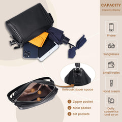 Rosvovo Genuine Leather Purse for Women with Top Handle, Leather Satchel purse Crossbody Bags Handbag with Adjustable Strap
