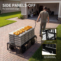 My Depot 800 LBS Steel Garden Cart Heavy Duty Mesh Utility Wagon Carts