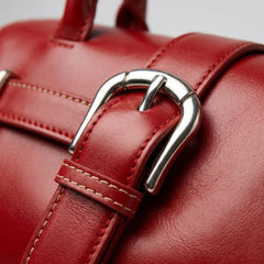 Rosvovo Genuine Leather Slouchy Tote Handbag, Red Shoulder Purse for Women with Adjustable Strap