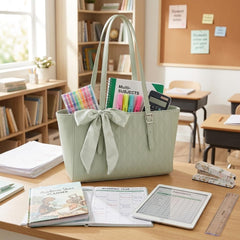 Rosvovo Tote Bag for Women | Large Capacity Tote, Stylish Mint Green Handbag, Work, School
