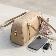 Rosvovo Women's Elegant Bow Handbag - Beige Leather-Like Tote Bag for Travel & Daily Use
