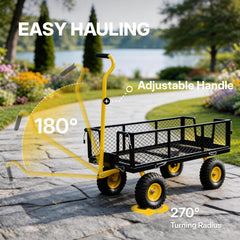 My Depot 800 LBS Steel Garden Cart Heavy Duty Mesh Utility Wagon Carts