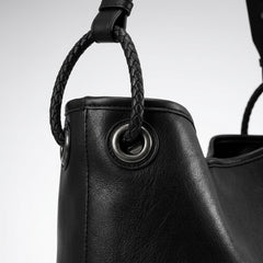 Rosvovo Black Leather Tote Bag for Women | Minimalist Large Capacity Shoulder , Bag Work, Daily Use