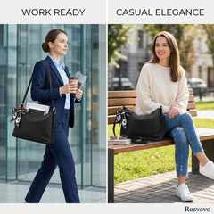 Rosvovo Leather Tote Bag for Women - Slouchy Hobo Shoulder Bag | Designer Inspired, Large Capacity Handbag