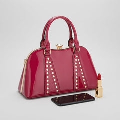 Rosvovo Women's Shiny Red Patent Leather Purse | Structured Top Handle Handbag, Formal Events, Evening Wear