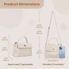 Rosvovo Genuine Leather Purse for Women with Top Handle, Leather Satchel purse Crossbody Bags Handbag with Adjustable Strap