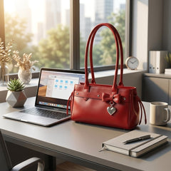 Rosvovo Genuine Leather shoulder Bag for Women with Top Handle, Satchel purse Bowler Handbags with zipper closure