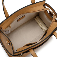 Rosvovo Leather Tote Bag for Women - Stylish Tan Handbag with Shoulder Strap & Zipper Closure