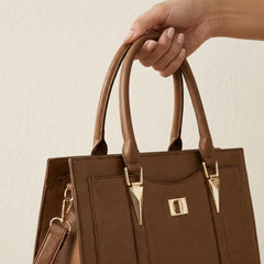 Rosvovo Crossbody Purses for Women - Structured PU Leather Satchel Handbag | Tote Shoulder Bag, Brown