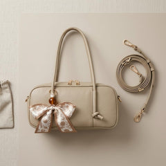 Rosvovo Swing Zip Shoulder Bag - Taupe Beige Mini Crossbody Purse, The Row Inspired PU Leather Mini Satchel for Women