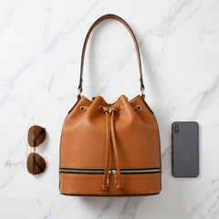 Rosvovo Leather Bucket Bags | Stylish Drawstring Purse, Shoulder Bag, Women