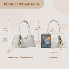 Rosvovo Genuine Leather shoulder Bag for Women with Top Handle, Satchel purse Bowler Handbags with zipper closure