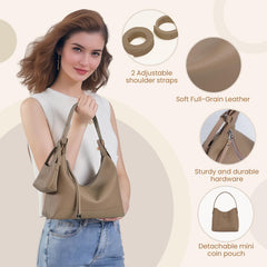 Rosvovo Genuine Leather crossbody Bag for Women, Slouchy crescent Hobo bag Purses shoulder bag with Adjustable Strap