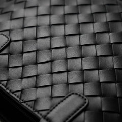 Rosvovo Luxury Handmade Woven Tote Bag for Women | Black Woven Leather Handbag, Inner Pouch