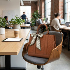 Rosvovo Laptop Bag for Women | Vintage Quilted PU Leather Work Tote Bag, Water Resistant Brown Professional Handbag, Office, Commuting