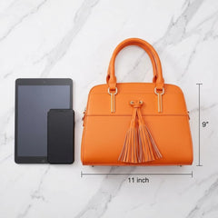 Rosvovo Tassel Hobo Handbag for Women, Elegant Vegan Leather Crossbody Bag with Adjustable Shoulder Strap, Orange