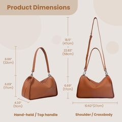 Rosvovo Genuine Leather Purses for Women, Real Leather Women's Shoulder bag Handbag Crossbody Bag Hoho bag