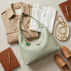 Rosvovo Green Leather Hobo Bag | Slouchy Crescent Tote Clutch, Women, Soft Leather Shoulder Bag, Daily Use