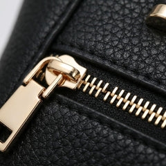 Rosvovo Genuine Leather Tote Bag for Women - Large Capacity Black Shoulder Bag with Gold Hardware
