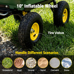 My Depot Garden Dump Cart Wagon 600 Lbs, Heavy Duty Yard Wheelbarrow