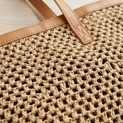 Rosvovo Straw Woven Tote Bag | Stylish Summer Beach Bag, Large Vacation Tote, Women