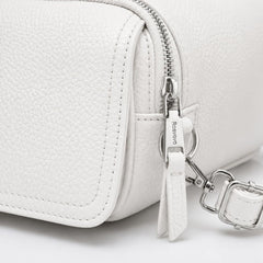 Rosvovo Crossbody Bag for Women - White Leather Shoulder Bag, Large Capacity Handbag for Work and Daily Use