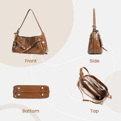 Rosvovo Genuine Leather Hobo Bag for Women, Slouchy tote Bags Purse Shoulder bag