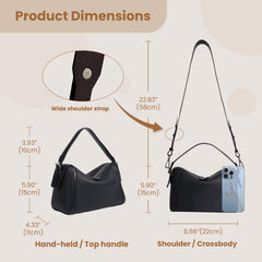 Rosvovo Genuine Leather Purse for Women with Top Handle, Leather Satchel purse Crossbody Bags Handbag with Adjustable Strap