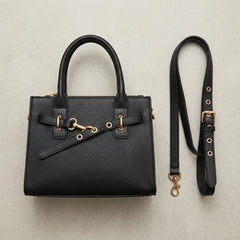 Rosvovo Elegant Vegan Leather Tote Bag for Women, Classic Black Crossbody Purse with Adjustable Shoulder Strap