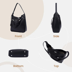 Rosvovo Genuine Leather Hobo Bag for Women, Slouchy tote Bags Purse Shoulder bag