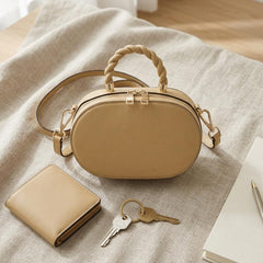 Rosvovo Mini Genuine Leather Crossbody Bag for Women - Small Tan Shoulder Bag & Designer-Inspired Handbag