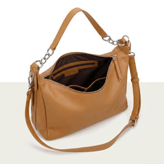 Rosvovo Leather Hobo Bag | Soft Slouchy Shoulder Bag, Brown Leather Shoulder Purse, Top Zip Closure