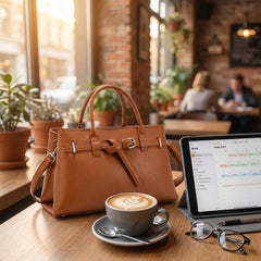Rosvovo Leather Tote Bag for Women | Structured Laptop Bag, Professional Work Tote, Office, Teaching