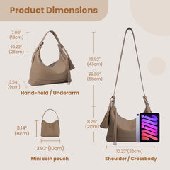 Rosvovo Genuine Leather crossbody Bag for Women, Slouchy crescent Hobo bag Purses shoulder bag with Adjustable Strap