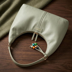 Rosvovo Green Leather Hobo Bag | Slouchy Crescent Tote Clutch, Women, Soft Leather Shoulder Bag, Daily Use