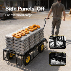 My Depot 800 LBS Steel Garden Cart Heavy Duty Mesh Utility Wagon Carts