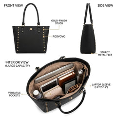 Rosvovo Leather Tote Bag for Women, Large Capacity Top Handle Shoulder Bag | Stylish Handbag, Travel, Daily Use