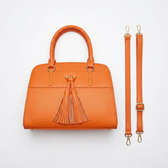 Rosvovo Tassel Hobo Handbag for Women, Elegant Vegan Leather Crossbody Bag with Adjustable Shoulder Strap, Orange