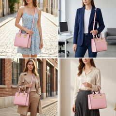Rosvovo Square Leather Crossbody Bag for Women - Pink Mini Purse & Structured Handbag