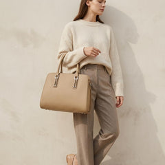 Rosvovo Leather Top Handle Shoulder Bag | Buttery Soft Tan Purse, Women's Satchel Handbag, Professional, Casual Use