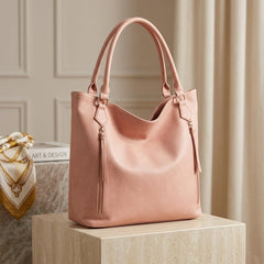 Rosvovo Pink Tote Bag - Large Slouchy Shoulder Bag for Women | Trendy Vegan Leather Hobo Handbag, Work, Travel, Daily Use