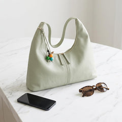 Rosvovo Green Leather Hobo Bag | Slouchy Crescent Tote Clutch, Women, Soft Leather Shoulder Bag, Daily Use