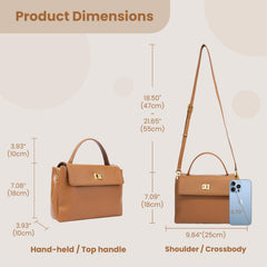 Rosvovo Genuine Leather Purse for Women with Top Handle, Leather Satchel purse Crossbody Bags Handbag with Adjustable Strap
