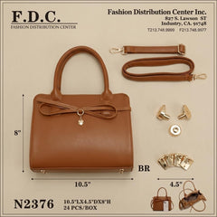 Rosvovo Brown Vegan Leather Handbag for Women, Crossbody Purse with Adjustable Shoulder Strap and Heart Charm Decoration