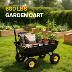 My Depot Garden Dump Cart Wagon 600 Lbs, Heavy Duty Yard Wheelbarrow
